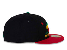 Load image into Gallery viewer, California Republic New Era 59FIFTY 5950 Fitted Cap Hat Black Crown Red Visor Green/Yellow/Red Logo