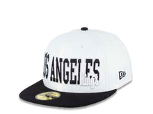 Load image into Gallery viewer, Los Angeles Kings New Era NHL 59FIFTY 5950 Fitted Cap Hat White Crown Black Visor White/Black with Text Logo Big Time