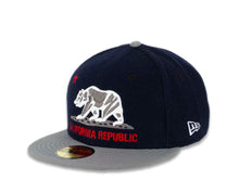 Load image into Gallery viewer, California Republic New Era 59FIFTY 5950 Fitted Cap Hat Navy Crown Storm Gray Visor Gray/White/Red Logo