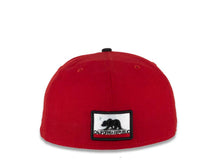 Load image into Gallery viewer, California Republic New Era 59FIFTY 5950 Fitted Cap Hat Red Crown Black Visor White/Black/Red Bear Logo