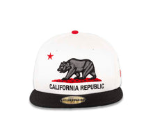 Load image into Gallery viewer, California Republic New Era 59FIFTY 5950 Fitted Cap Hat White Crown Black Visor Dark Gray/Black/Red Bear Logo