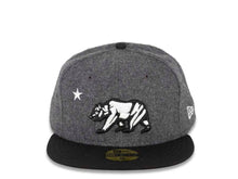 Load image into Gallery viewer, California Republic New Era 59FIFTY 5950 Fitted Cap Hat Melton Dark Gray Crown Black Visor White/Black Bear Logo
