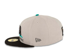 Load image into Gallery viewer, California Republic New Era 59FIFTY 5950 Fitted Cap Hat Gray Crown Teal Visor Black/Dark Gray/Teal Bear Logo