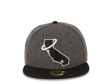 Load image into Gallery viewer, Los Angeles Anaheim Angels New Era MLB 59FIFTY 5950 Fitted Melton Cap Hat Gray Crown Black Visor Black/Whiite California State Logo (Map Halo)