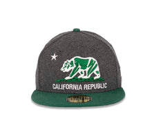 Load image into Gallery viewer, California Republic New Era 59FIFTY 5950 Fitted Cap Hat Melton Dark Gray Crown Emerald Green Visor Green/White Logo