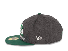 Load image into Gallery viewer, California Republic New Era 59FIFTY 5950 Fitted Cap Hat Melton Dark Gray Crown Emerald Green Visor Green/White Logo