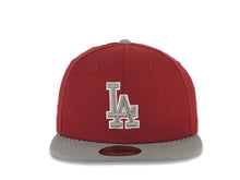Load image into Gallery viewer, Los Angeles Dodgers New Era MLB 59FIFTY 5950 Fitted Cap Hat Cardinal Crown Gray Visor Gray/White Logo