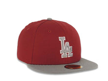 Load image into Gallery viewer, Los Angeles Dodgers New Era MLB 59FIFTY 5950 Fitted Cap Hat Cardinal Crown Gray Visor Gray/White Logo