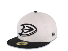 Load image into Gallery viewer, Anaheim Ducks New Era NHL 59FIFTY 5950 Fitted Cap Hat White Crown Black Visor White/Black Logo