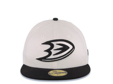 Load image into Gallery viewer, Anaheim Ducks New Era NHL 59FIFTY 5950 Fitted Cap Hat White Crown Black Visor White/Black Logo