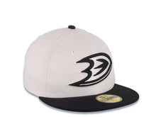 Load image into Gallery viewer, Anaheim Ducks New Era NHL 59FIFTY 5950 Fitted Cap Hat White Crown Black Visor White/Black Logo