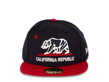 Load image into Gallery viewer, California Republic New Era 59FIFTY 5950 Fitted Cap Hat Navy Crown Red Visor White/Red/Navy Logo Cali Bear