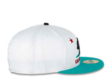 Load image into Gallery viewer, California Republic New Era 59FIFTY 5950 Fitted Cap Hat White Crown Teal Visor Teal/Black/Red Logo