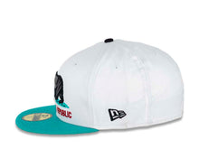 Load image into Gallery viewer, California Republic New Era 59FIFTY 5950 Fitted Cap Hat White Crown Teal Visor Teal/Black/Red Logo