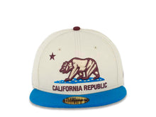 Load image into Gallery viewer, California Republic New Era 59FIFTY 5950 Fitted Cap Hat Stone White Crown Blue Visor Brown/Stone White/Blue Bear Logo