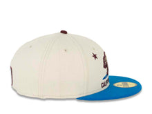 Load image into Gallery viewer, California Republic New Era 59FIFTY 5950 Fitted Cap Hat Stone White Crown Blue Visor Brown/Stone White/Blue Bear Logo