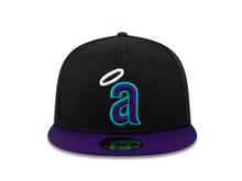 Load image into Gallery viewer, California Angels New Era MLB 59FIFTY 5950 Fitted Cap Hat Black Crown Purple Visor Purple/Teal/White Logo