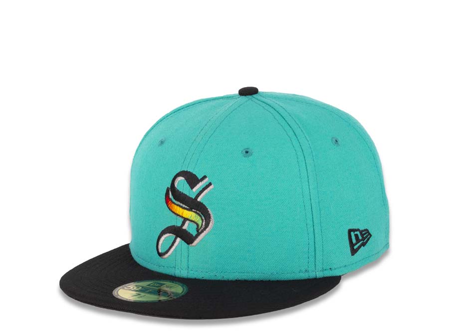 Saltillo Saraperos New Era LMB 59FIFTY 5950 Fitted Cap Hat Teal Crown Black  Visor Team Color Logo