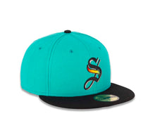 Load image into Gallery viewer, Saltillo Saraperos New Era LMB 59FIFTY 5950 Fitted Cap Hat Teal Crown Black Visor Team Color Logo