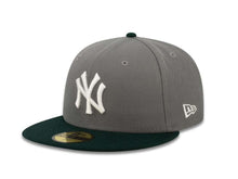 Load image into Gallery viewer, New York Yankees New Era MLB 59FIFTY 5950 Fitted Cap Hat Gray Crown Dark Green Visor White Logo