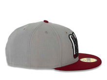 Load image into Gallery viewer, CALI CALIfornia New Era 59FIFTY 5950 Fitted Cap Hat Gray Crown Cardinal Visor Gray/Cardinal/White California Flag Inside CALI Block Logo