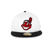 Load image into Gallery viewer, Cleveland Indians New Era MLB 59FIFTY 5950 Fitted Cap Hat White Crown Black Visor Red/WhiteBlack Chief Wahoo Logo