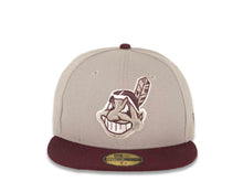 Load image into Gallery viewer, Cleveland Indians New Era MLB 59FIFTY 5950 Fitted Cap Hat Gray Crown Maroon Visor Gray/Maroon/White Chief Wahoo Logo