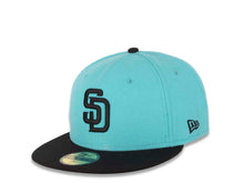 Load image into Gallery viewer, San Diego Padres New Era MLB 59FIFTY 5950 Fitted Cap Hat Blue Crown Black Visor Black Logo