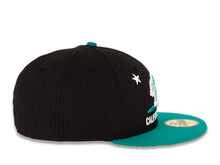 Load image into Gallery viewer, California Republic New Era 59FIFTY 5950 Fitted Cap Hat Black Crown Aqua Visor Aqua/White Logo Cali Bear