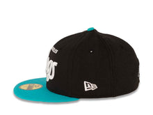 Load image into Gallery viewer, Los Angeles Kings New Era NHL 59FIFTY 5950 Fitted Cap Hat Black Crown Teal Visor White “Text” Logo