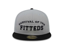 Load image into Gallery viewer, Survival of the Fitteds New Era 59FIFTY 5950 Fitted Cap Hat Gray Crown Black Visor Black/White Logo