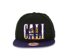 Load image into Gallery viewer, CALI CALIfornia New Era 9FIFTY 950 Snapback Cap Hat Black Crown Purple Visor White/Purple/Yellow California Flag Inside CALI Block Logo