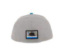 Load image into Gallery viewer, CALI CALIfornia New Era 59FIFTY 5950 Fitted Cap Hat Gray Crown Blue Visor White/Black/Blue/Gray California Flag Inside CALI Block Logo