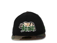 Load image into Gallery viewer, West Coast Bear New Era 59FIFTY 5950 Fitted Cap Hat Black Crown Camo Visor Beige/Black/Green/White Bear Logo