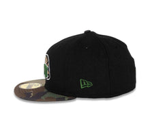 Load image into Gallery viewer, West Coast Bear New Era 59FIFTY 5950 Fitted Cap Hat Black Crown Camo Visor Beige/Black/Green/White Bear Logo