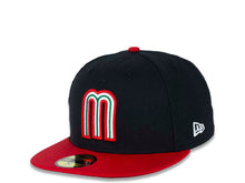 Load image into Gallery viewer, Mexico New Era WBC World Baseball Classic 59FIFTY 5950 Fitted Cap Hat Black Crown Red Visor Team Color Logo