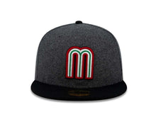 Load image into Gallery viewer, Mexico New Era WBC 59FIFTY 5950 Fitted Cap Hat Melton Dark Gray Crown Black Visor Team Color Logo