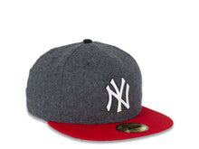 Load image into Gallery viewer, New York Yankees New Era MLB 59FIFTY 5950 Fitted Cap Hat Melton Dark Gray Crown Red Visor White/Black Logo