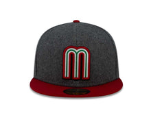 Load image into Gallery viewer, Mexico New Era WBC 59FIFTY 5950 Fitted Cap Hat Melton Dark Gray Crown Red Visor Team Color Logo
