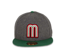 Load image into Gallery viewer, Mexico New Era WBC 59FIFTY 5950 Fitted Cap Hat Melton Dark Gray Crown Green Visor Team Color Logo