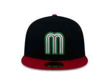 Load image into Gallery viewer, Mexico New Era WBC 59FIFTY 5950 Fitted Cap Hat Black Crown Red Visor Team Color Logo