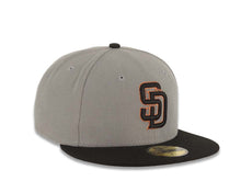 Load image into Gallery viewer, San Diego Padres New Era MLB 59FIFTY 5950 Fitted Cap Hat Gray Crown Black Visor Black/Metallic Gold/Bronze Logo