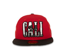 Load image into Gallery viewer, CALI CALIfornia New Era 59FIFTY 5950 Fitted Cap Hat Red Crown Black Visor Dark Gray/Black/White California Flag Inside CALI Block Logo