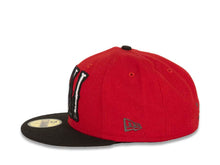 Load image into Gallery viewer, CALI CALIfornia New Era 59FIFTY 5950 Fitted Cap Hat Red Crown Black Visor Dark Gray/Black/White California Flag Inside CALI Block Logo