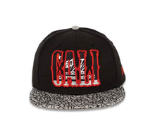 Load image into Gallery viewer, CALI CALIfornia New Era 59FIFTY 5950 Fitted Cap Hat Black Crown Gray/Black Elephant Print Visor White/Black/Gray/Red California Flag Inside CALI Block Logo