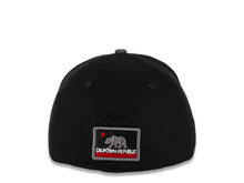 Load image into Gallery viewer, California Republic New Era 59FIFTY 5950 Fitted Cap Hat Black Melton Crown Dark Gray Visor Dark Gray/Black/Red/White Bear with Star Logo