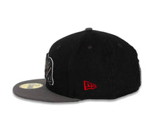 Load image into Gallery viewer, California Republic New Era 59FIFTY 5950 Fitted Cap Hat Black Melton Crown Dark Gray Visor Dark Gray/Black/Red/White Bear with Star Logo