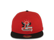 Load image into Gallery viewer, Aguilas de Mexicali New Era 59FIFTY 5950 Fitted Cap Hat Red Crown Black Visor Black/Red/White Logo Gray UV