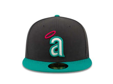 Load image into Gallery viewer, California Angels New Era MLB 59FIFTY 5950 Fitted Cap Hat Dark Gray Crown Teal Visor White/Teal/Magenta Logo