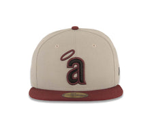 Load image into Gallery viewer, Los Angeles Anaheim Angels New Era MLB 59FIFTY 5950 Fitted Cap Hat Gray Crown Maroon Visor Black/Maroon Halo Logo